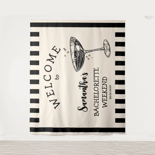 Hintergrundcocktail für den Retro-Junggeselinnen-A Wandteppich (Vorderseite)