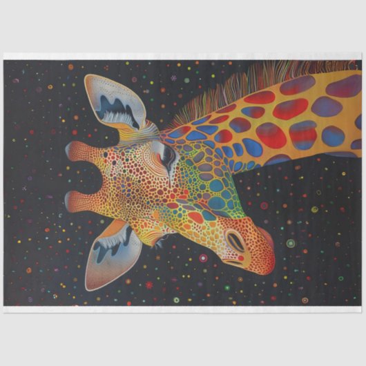 Hintergrunddekoupage von Giraffe farbenfroher Skin Seidenpapier (Vorderseite)