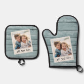 Hintergrunddrucke für rustikales Foto-Rahmen-Denim Ofenhandschuh & Topflappen-Set (Vorderseite)