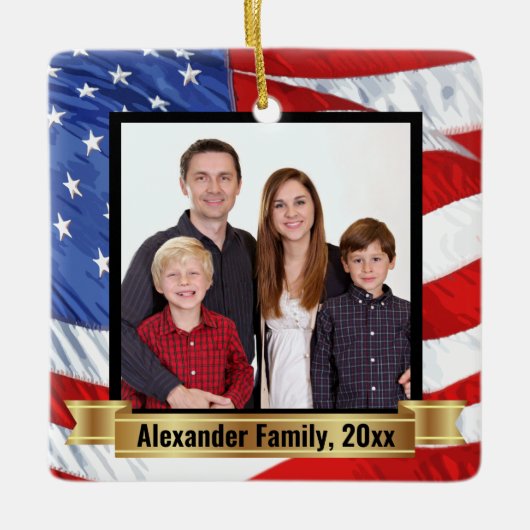 Hintergründe der amerikanischen Flagge Patriotisch Keramikornament (Vorderseite)