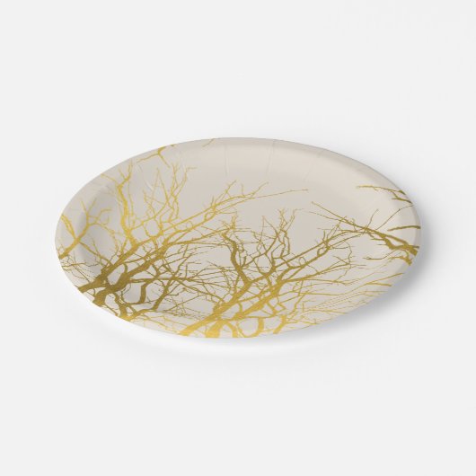 Hintergründe der Muster-Ränder aus Gold Treppen Pappteller (Schrägansicht)