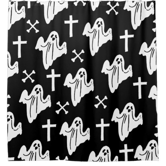 Hintergründe des Handzeichens Halloween Duschvorhang (Vorderseite)