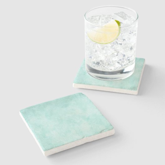 Hintergrundfarbe des hellblauen grünen Aquarellpap Steinuntersetzer (Seitenansicht)