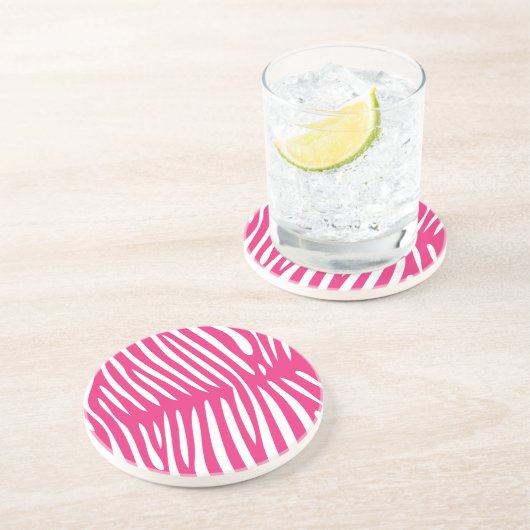 Hintergrundfarbe Fuchsia & Pink Zebra Hautveränder Untersetzer (Seite)