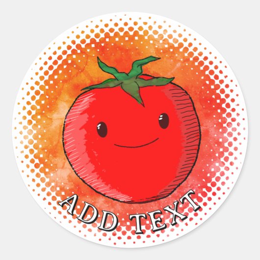 Hintergrundfarbe für niedliche Cartoon Tomato Runder Aufkleber (Vorderseite)