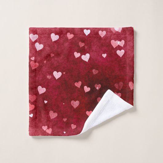 Hintergrundfarbe für rosa Herzen Badhandtuch Set (Waschlappen)