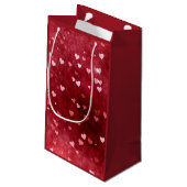 Hintergrundfarbe Rosa Herzen Kleine Geschenktüte (Rückseite Schrägansicht)