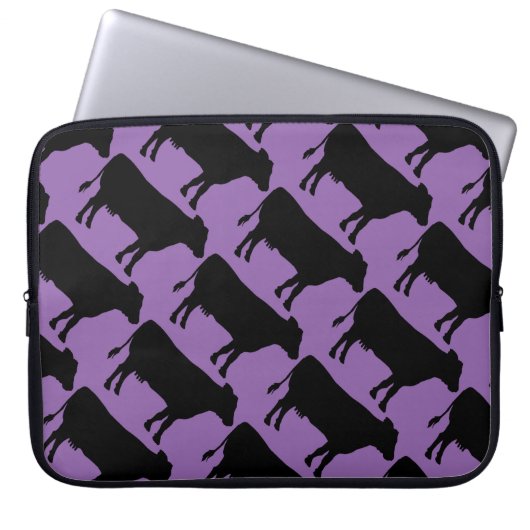 Hintergrundfarbe Schwarze Kuh ändern Laptopschutzhülle (Vorderseite)
