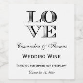 Hintergrundfarbe, Schwarze LIEBE Weinetikett (Einzelnes Label)