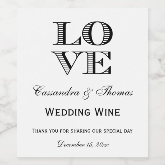 Hintergrundfarbe, Schwarze LIEBE Weinetikett (Einzelnes Label)