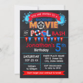 Hintergrundfilm und Pool Geburtstagsbash Einladung (Vorderseite)