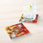 Hintergrundinformationen zu abstrakten Feuerwerksk Glasuntersetzer (Schrägansicht)