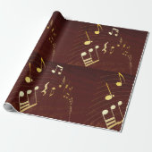 Hintergrundinformationen zu den Gold Musical Notes Geschenkpapier (Ungerollt)