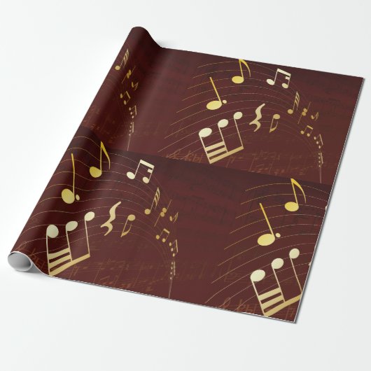 Hintergrundinformationen zu den Gold Musical Notes Geschenkpapier (Ungerollt)