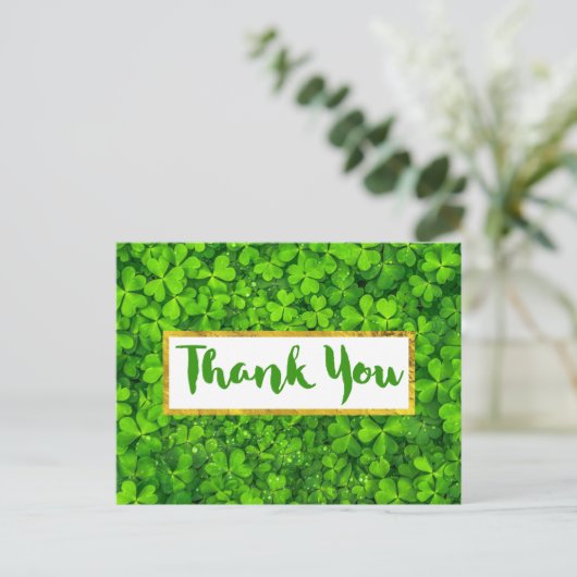 Hintergrundinformationen zu den grünen Clover-Blät Postkarte (Stehend Vorderseite)