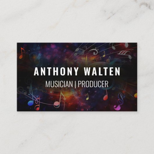 Hintergrundinformationen zu farbigen Musicals Visitenkarte (Vorderseite)