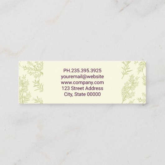 Hintergrundinformationen zu Juniper Branches Mini Visitenkarte (Rückseite)