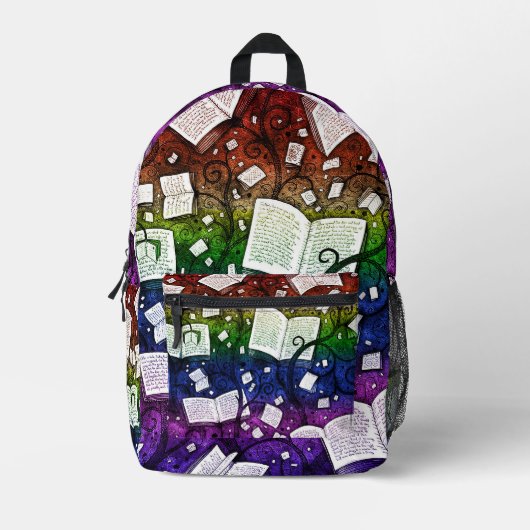 Hintergrundinformationen zu Regenbogenbüchern Bedruckter Rucksack (Vorderseite)