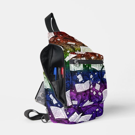 Hintergrundinformationen zu Regenbogenbüchern Crossbody Bag (Offen)