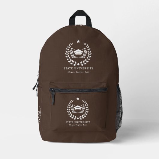 Hintergrundinformationen zum Logo der Universität Bedruckter Rucksack (Vorderseite)