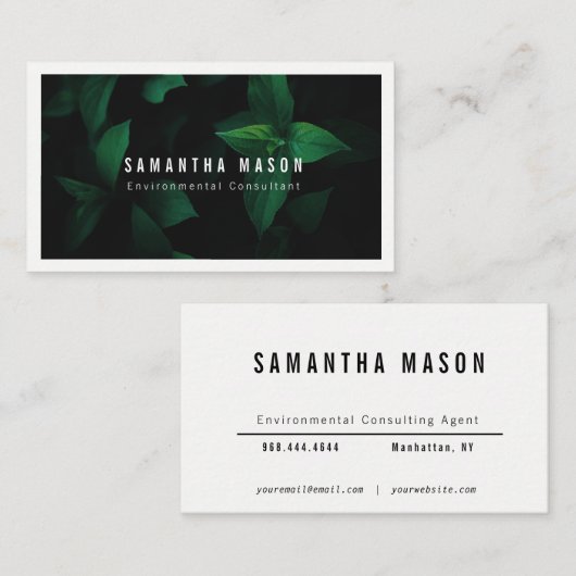 Hintergrundkarte für dunkelgrünes Leaf Visitenkarte (Vorne/Hinten)