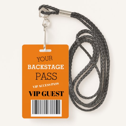 Hintergrundmusik Festival Orange Access Pass VIP Ausweis (Vorderseite mit Schlüsselband)