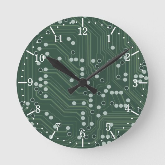 Hintergrundmuster Art des Green Circuit Board Runde Wanduhr (Vorderseite)