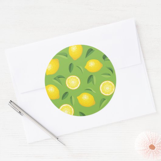 Hintergrundmuster für Zitronen Runder Aufkleber (Umschlag)