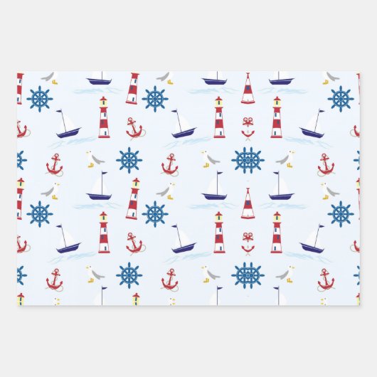 Hintergrundpapier für nautische Tapeten Geschenkpapier Set (Vorderseite)