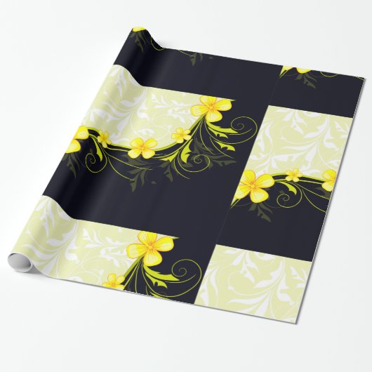 Hintergrundpapier mit gelbem Blumenmuster Geschenkpapier (Ungerollt)