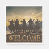 Hintergrundpapier über Cowboys bei der Reitstrecke Serviette (Vorderseite)