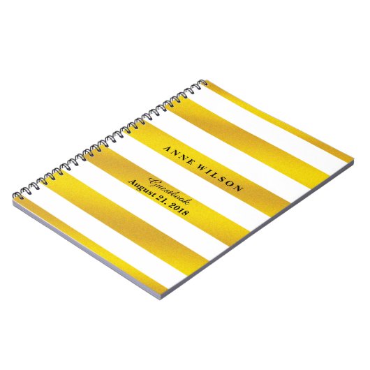 Hintergrundspirale aus Gold und schwarzen Streifen Notizblock (Linke Seite)