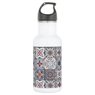 Hintergrundspuren/Talavera inspiriert Fliesen 2 Edelstahlflasche