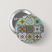 Hintergrundspuren/Talavera-inspirierte Fliesen Button (Vorne & Hinten)