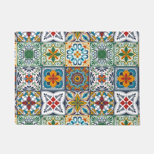 Hintergrundspuren/Talavera-inspirierte Fliesen Fußmatte (Vorderseite)