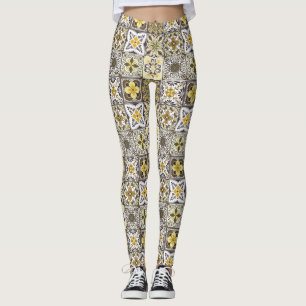 Hintergrundspuren/Talavera inspirierte Fliesen/ Leggings