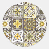 Hintergrundspuren/Talavera inspirierte Fliesen/ Runder Aufkleber (Vorderseite)