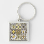 Hintergrundspuren/Talavera inspirierte Fliesen/ Schlüsselanhänger (Vorne)