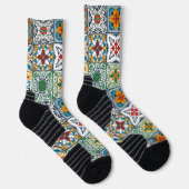 Hintergrundspuren/Talavera-inspirierte Fliesen Socken (Rechts)