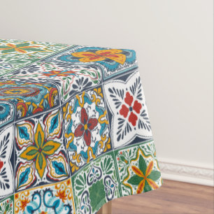 Hintergrundspuren/Talavera-inspirierte Fliesen Tischdecke