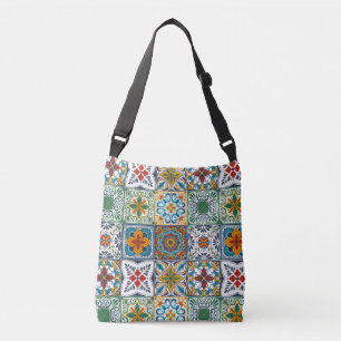 Hintergrundspuren/Talavera-inspirierte Fliesen Tragetaschen Mit Langen Trägern
