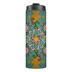 Hintergrundtextur, Tapete, Blumenmotiv im Protokol Thermosbecher