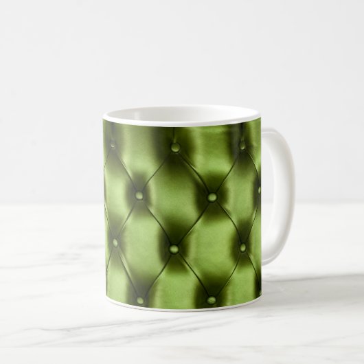 Hintergrundtextur von dunkelgrünem Capiton echt Kaffeetasse (VorderseiteRechts)