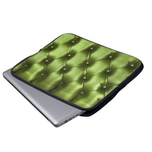 Hintergrundtextur von dunkelgrünem Capiton echt Laptopschutzhülle (Vorne Knopf)
