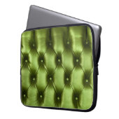 Hintergrundtextur von dunkelgrünem Capiton echt Laptopschutzhülle (Vorderseite Links)