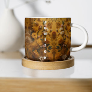 Hintergrundüberlagerung einer Mustard Boho Floral Tasse