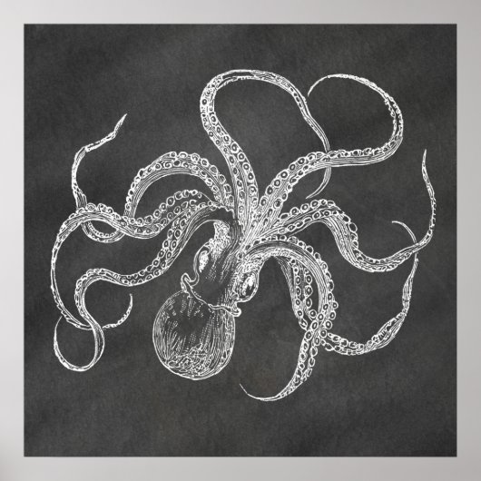 Hintergrundvorlage zum Vintagen Oktopus-Chalkboard Poster (Vorne)