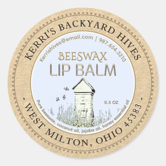 Hinterhof Bienenwachs Lip Balm Mini Label Kraft Runder Aufkleber (Vorderseite)