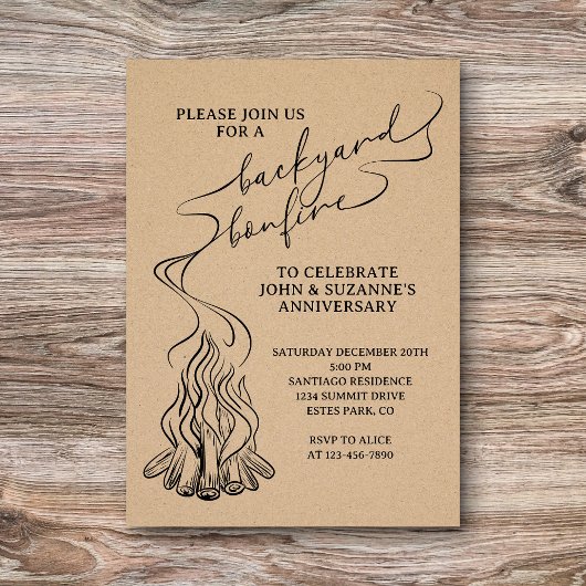 Hinterhof-Feuer-Hand gezogen Einladung