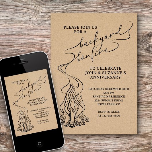 Hinterhof-Feuer-Hand gezogen Einladung